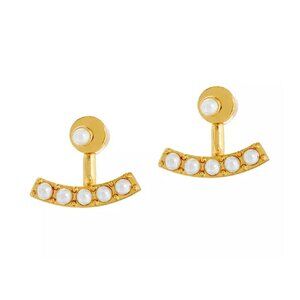 BaubleBar Goldtone Simulated Pearl Gemstone Arc Earring Studs